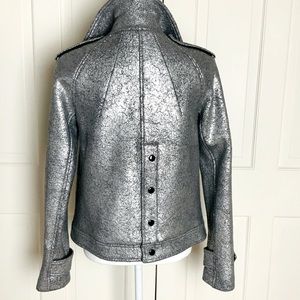 Gryphon silver metallic fabric short jacket M